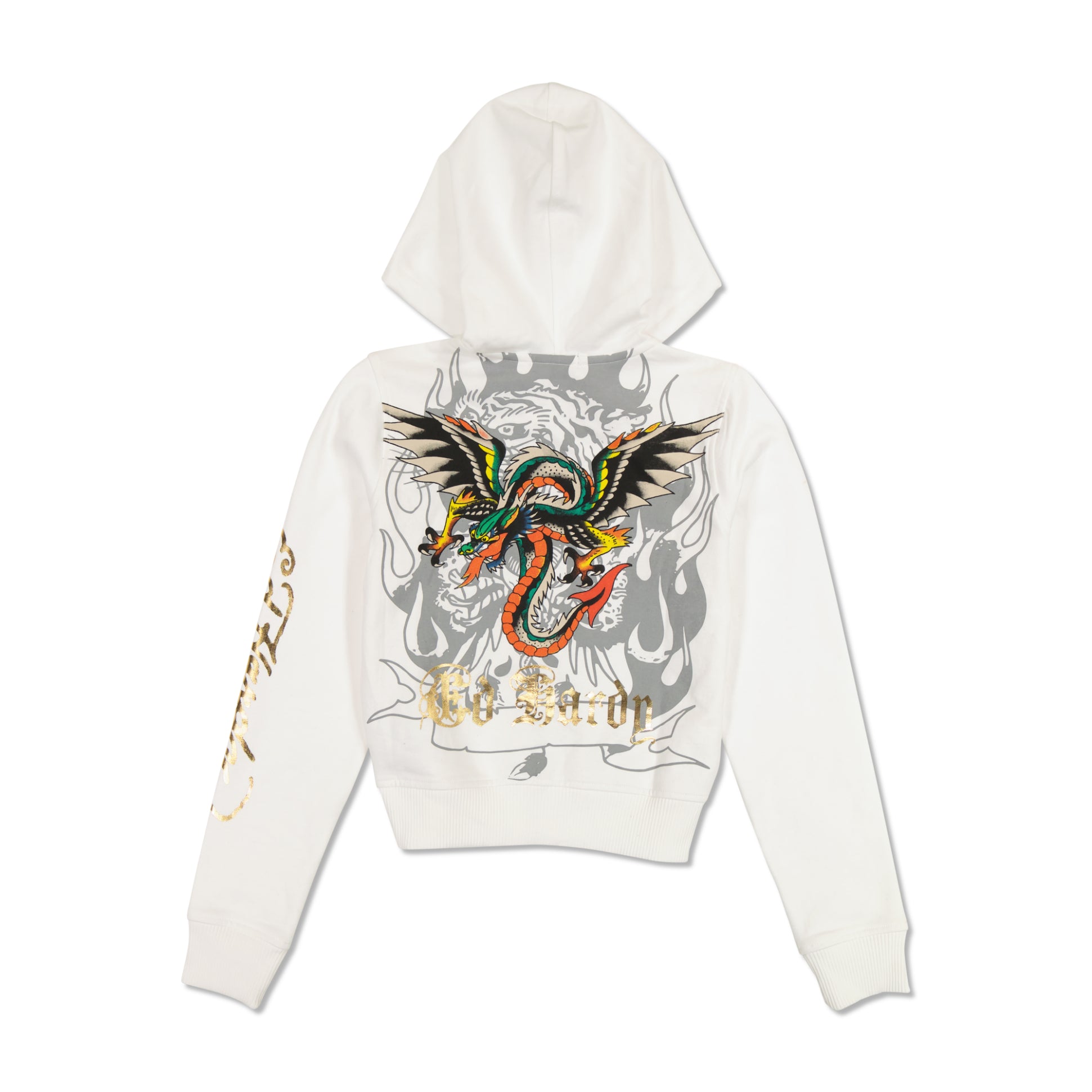 Tiger Dagger Cropped Zip Fleece Hoodie - Image 2